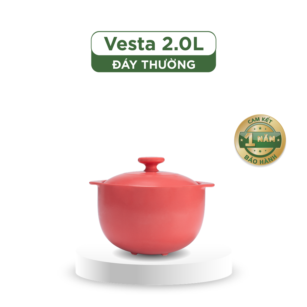 Nồi dưỡng sinh Vesta 2.0 L + nắp (CK) - Healthy Cook - Màu Đỏ 2