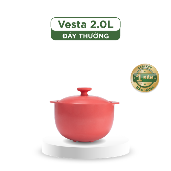 Nồi dưỡng sinh Vesta 2.0 L + nắp (CK) - Healthy Cook - Màu Đỏ 2