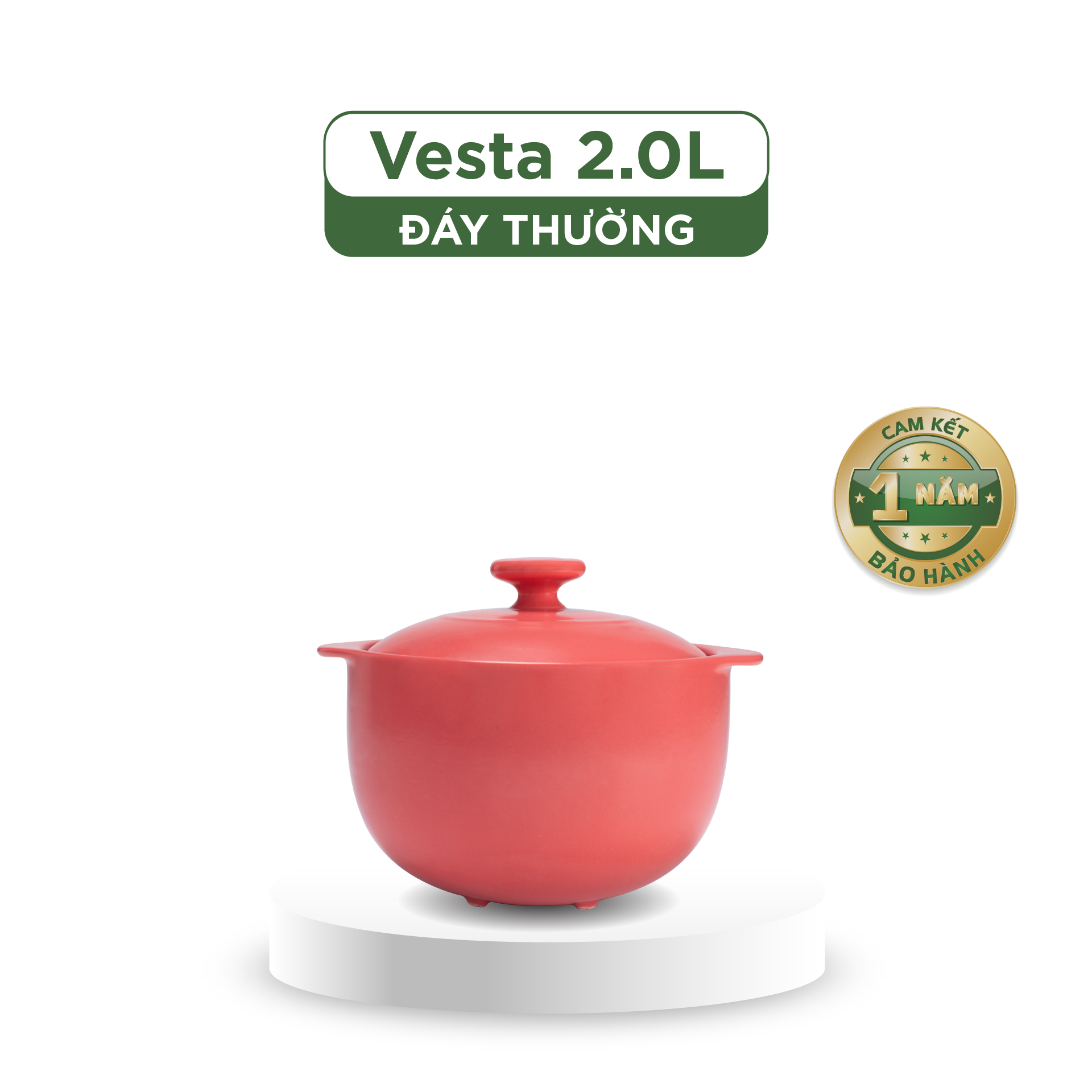 Nồi dưỡng sinh Vesta 2.0 L + nắp (CK) - Healthy Cook - Màu Đỏ 2