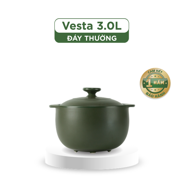 Nồi dưỡng sinh Vesta 3.0 L + nắp (CK) - Healthy Cook - Xanh Rêu