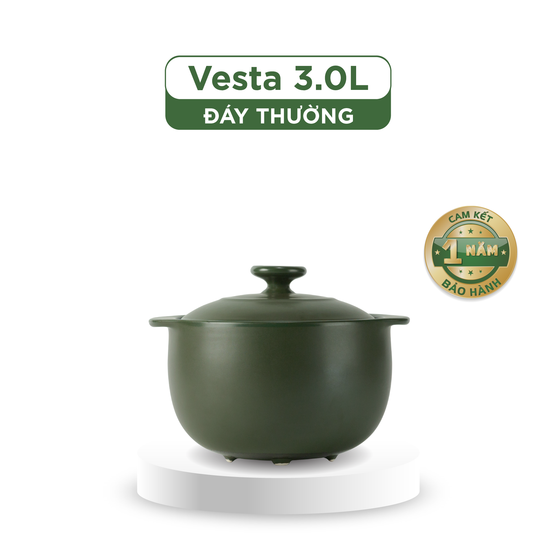 Nồi dưỡng sinh Vesta 3.0 L + nắp (CK) - Healthy Cook - Xanh Rêu