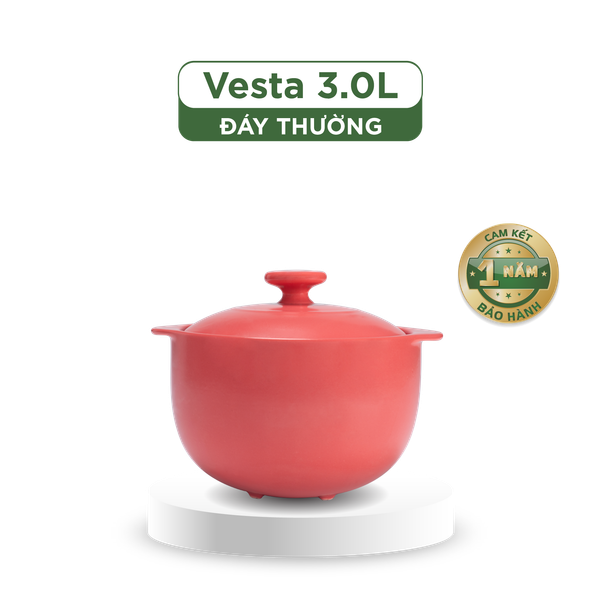 Nồi dưỡng sinh Vesta 3.0 L + nắp (CK) - Healthy Cook - Màu Đỏ 2