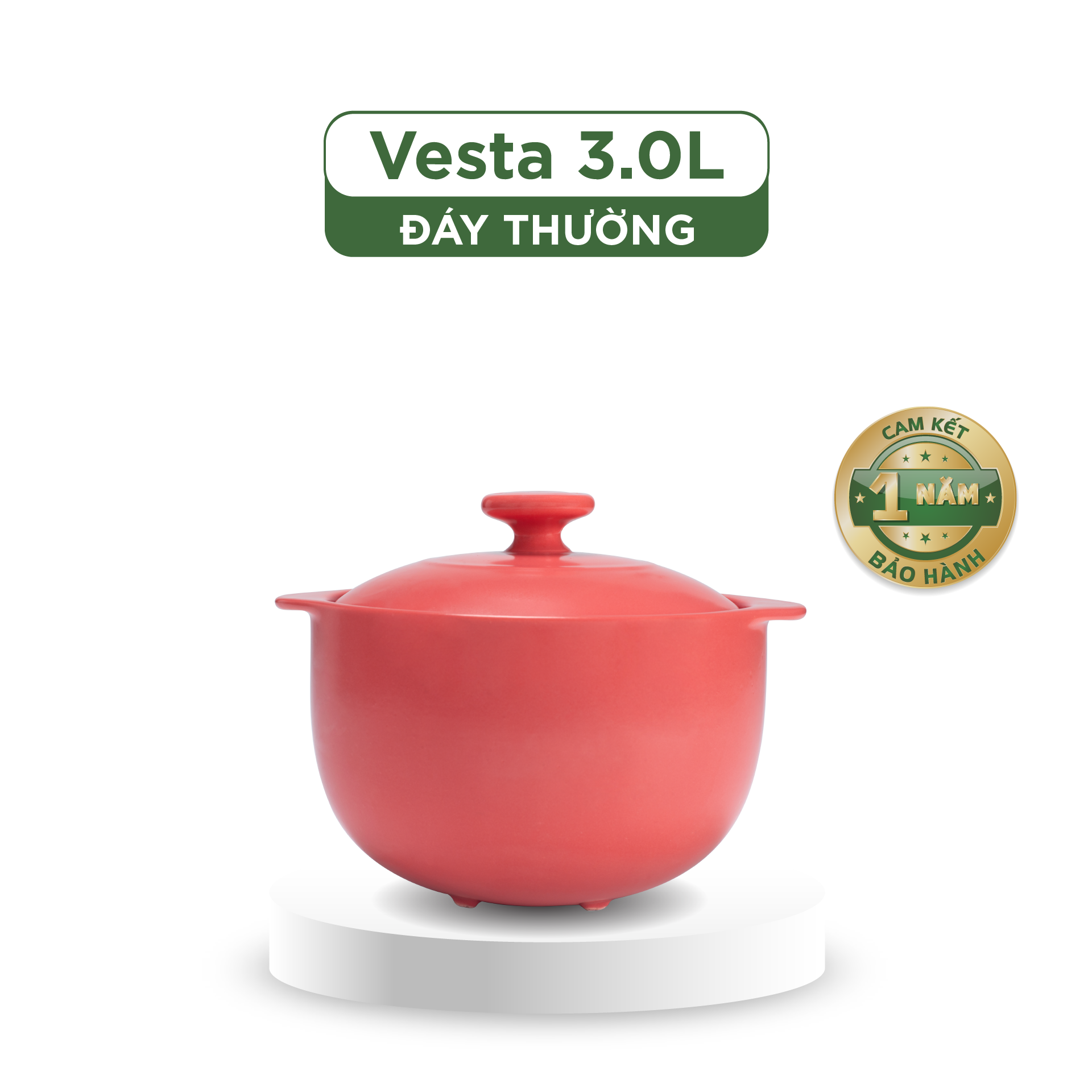 Nồi dưỡng sinh Vesta 3.0 L + nắp (CK) - Healthy Cook - Màu Đỏ 2