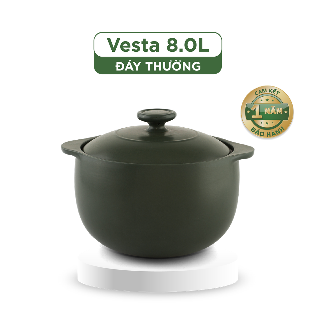 Nồi dưỡng sinh Vesta 8.0 L (nồi tròn cao) + nắp - Xanh Rêu