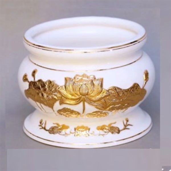 Bát hương sứ TQ Sen vàng nổi