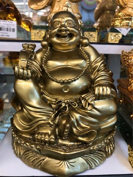 Tượng Di Lặc ngồi nhũ vàng