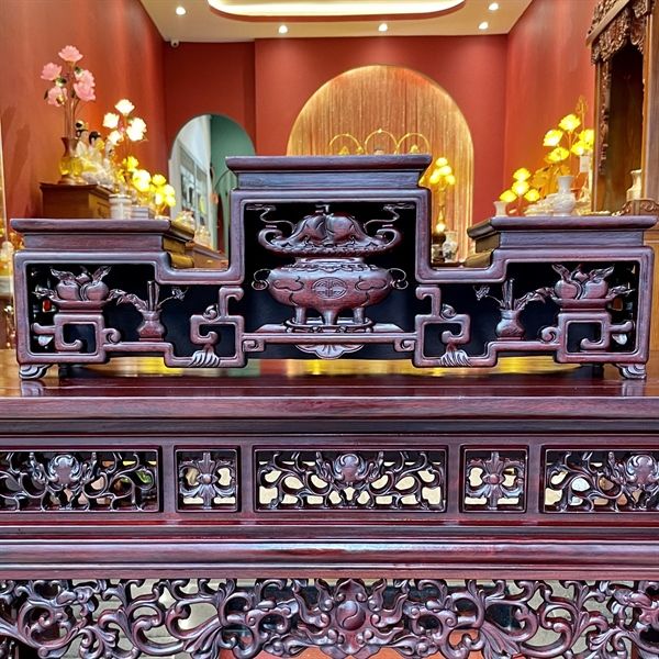 Tam Sơn gỗ gụ đục chạm hoa văn