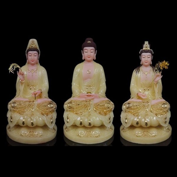 Tượng tây phương tam thánh tọa đài sen đá thạch anh 2203