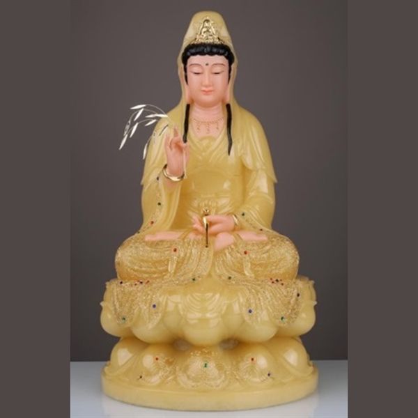 Tượng Quan Âm tọa đài sen đá thạch anh 2308