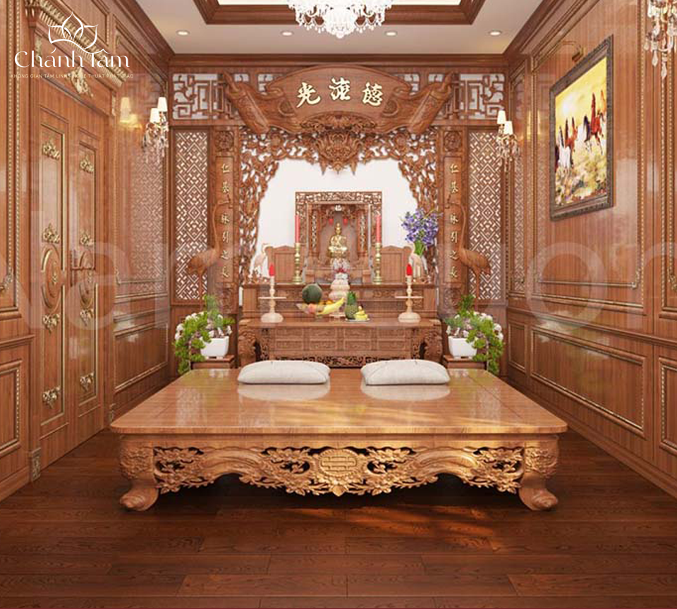 Mẫu phòng thờ ốp gỗ đẹp mẫu 02
