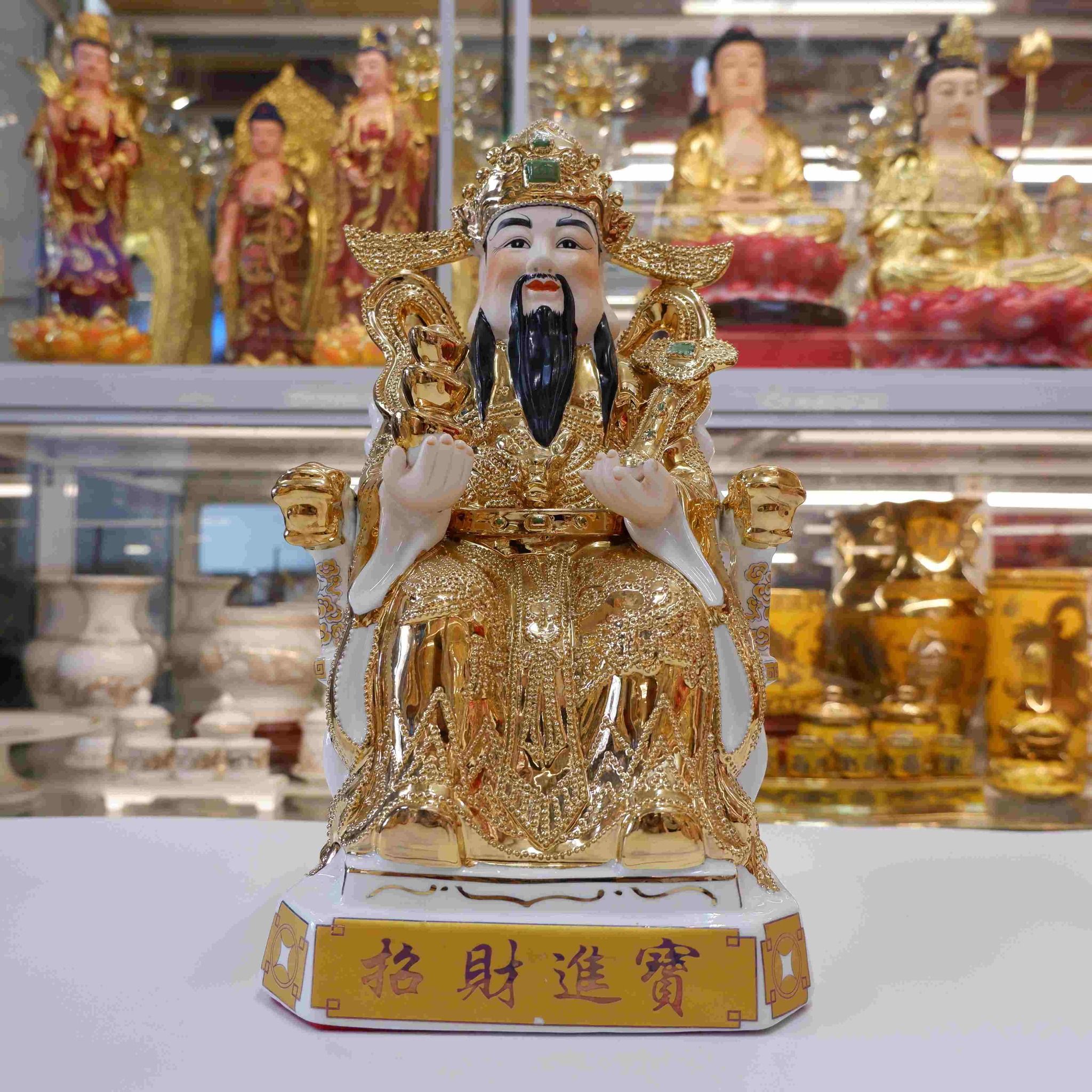 Tượng Quan Lộc sứ kim sa