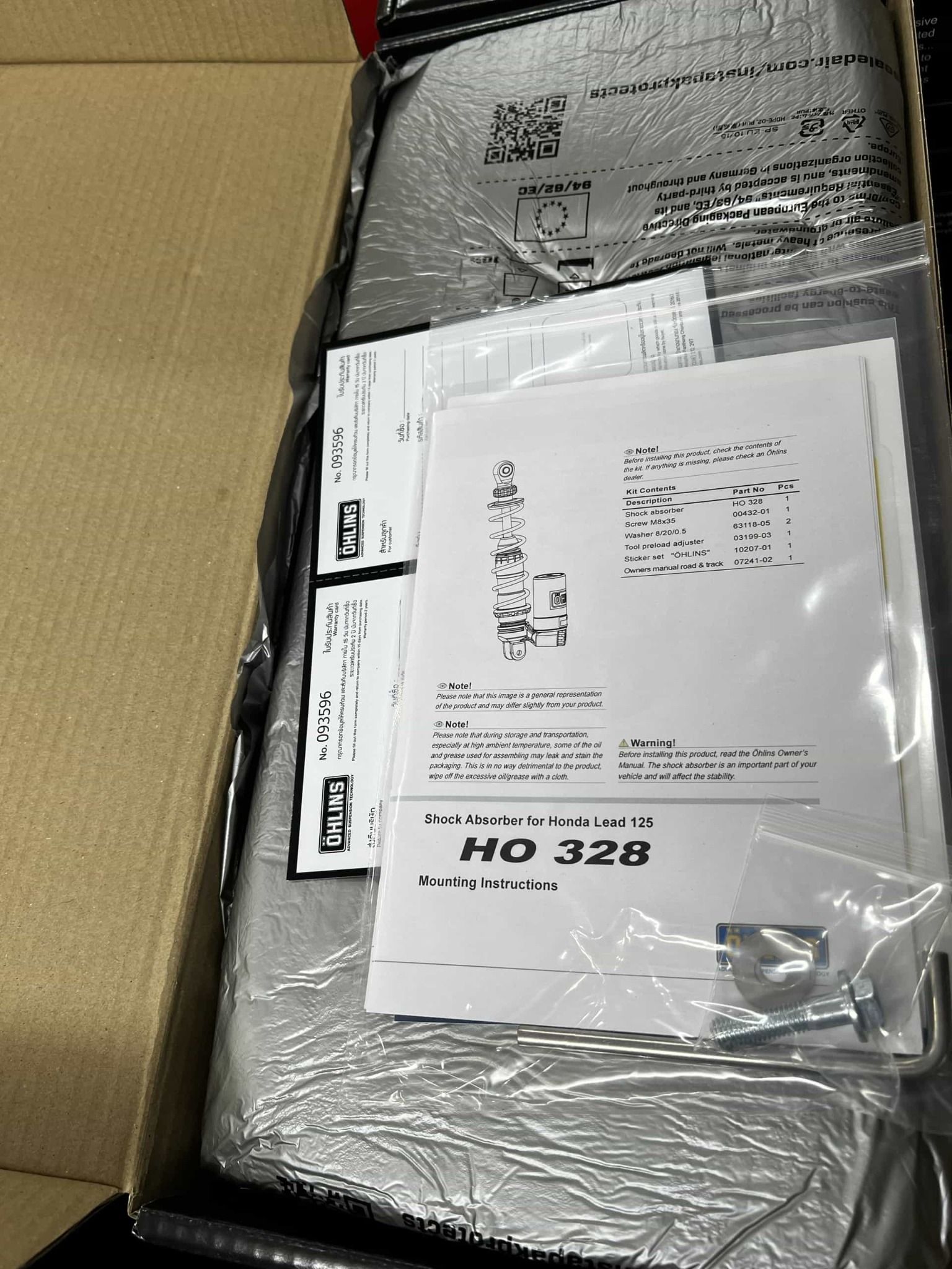 Phuộc Ohlins HO328 Bình Dầu Dưới cho Lead 125