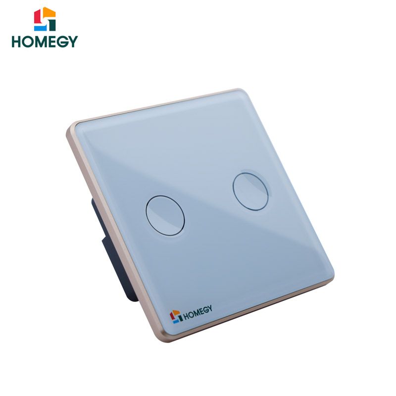 Công tắc cảm ứng Homegy 2 nút (1 nút công suất cao) kính lõm (NL)