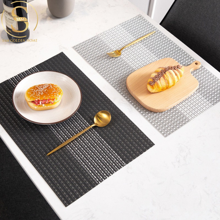 Placemat Lót Bàn Veronica Màu Xám Thanh Lịch Sang Trọng Thời Thượng