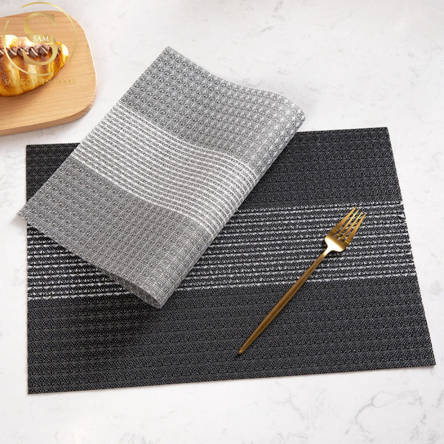 Placemat Lót Bàn Ăn Veronica Màu Đen Thanh Lịch Sang Trọng Thời Thượng