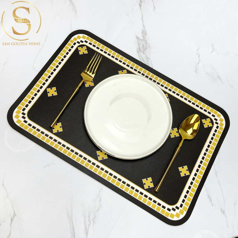 Placemat Lót Bàn Ăn Kelly Sang Trọng Cao Cấp Viền Tròn Phong Cách Phương Tây