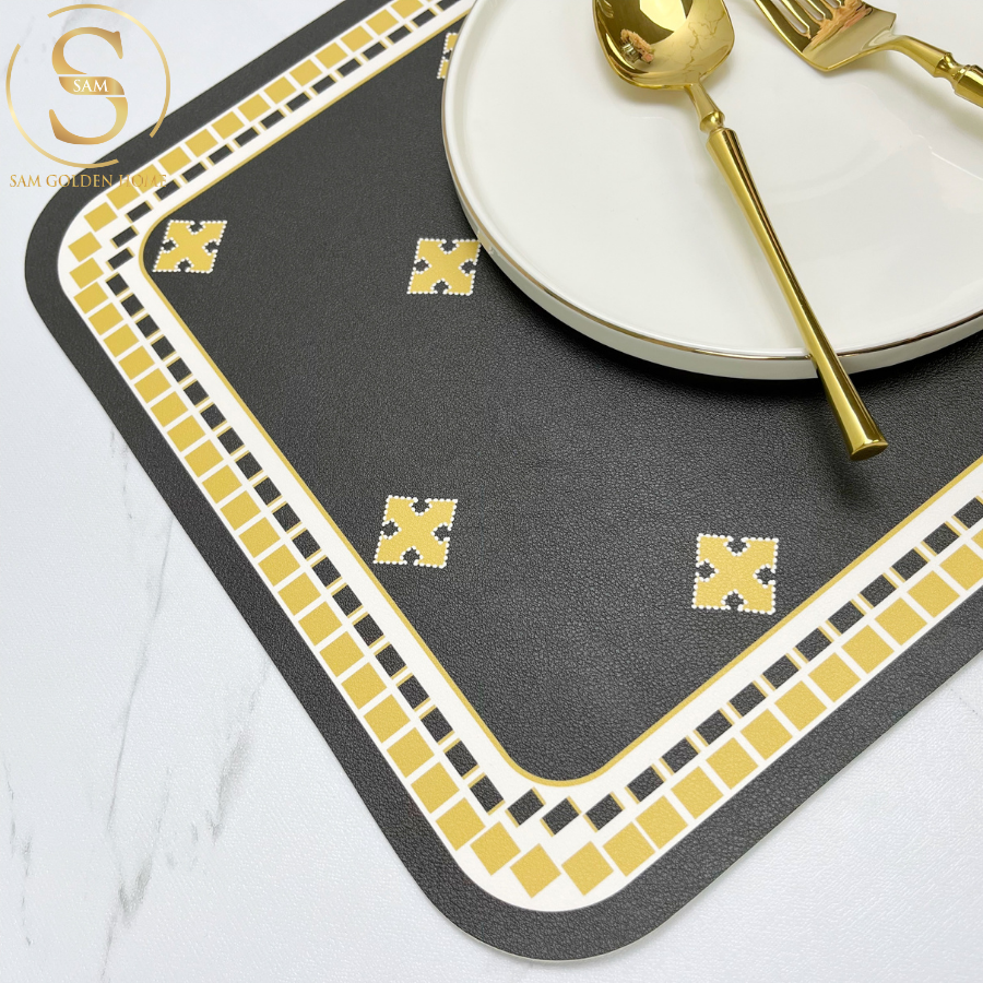 Placemat Lót Bàn Ăn Kelly Sang Trọng Cao Cấp Viền Tròn Phong Cách Phương Tây