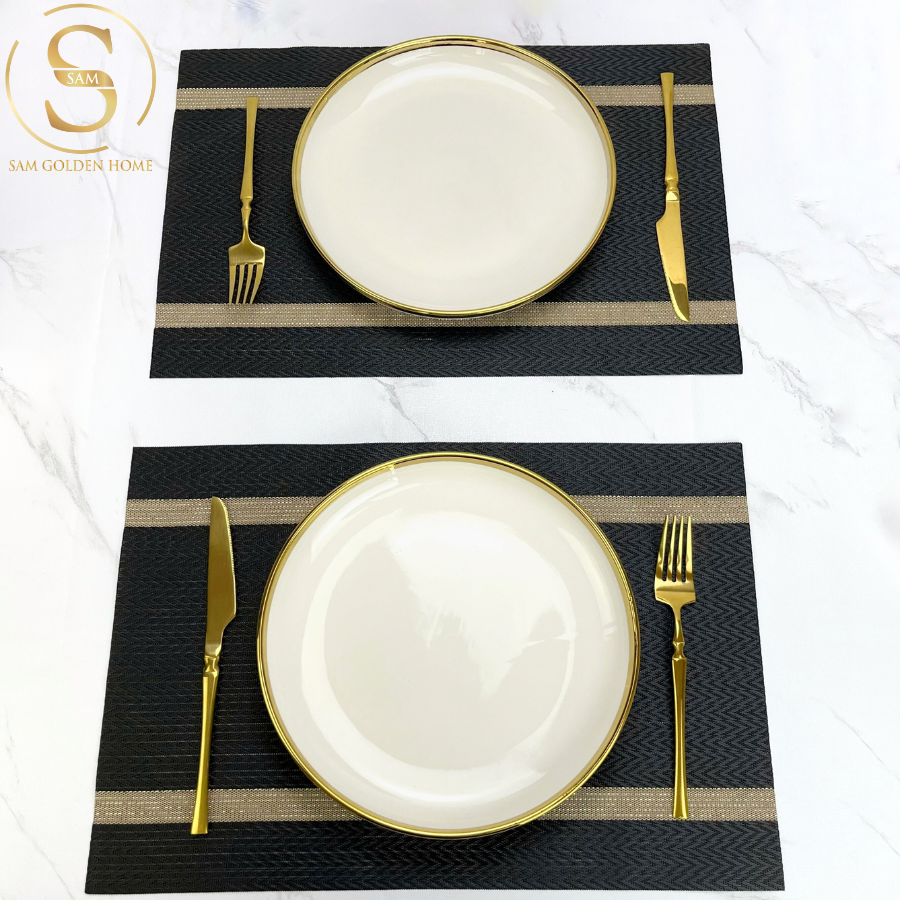 Tấm Lót Bàn Ăn Bollt Placemat PVC Cao Cấp Sang Trọng Hình Chữ Nhật Màu Đen