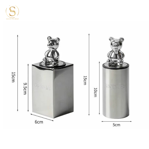 Hủ Lọ Đựng Tăm GOOD LIFE Silver Sang Trọng Hiện Đại - Tròn