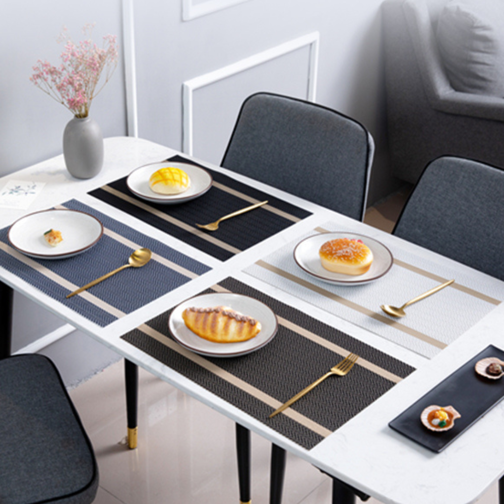 Tấm Lót Bàn Ăn Bollt Placemat PVC Cao Cấp Hình Chữ Nhật Sang Trọng Màu Xám Đen