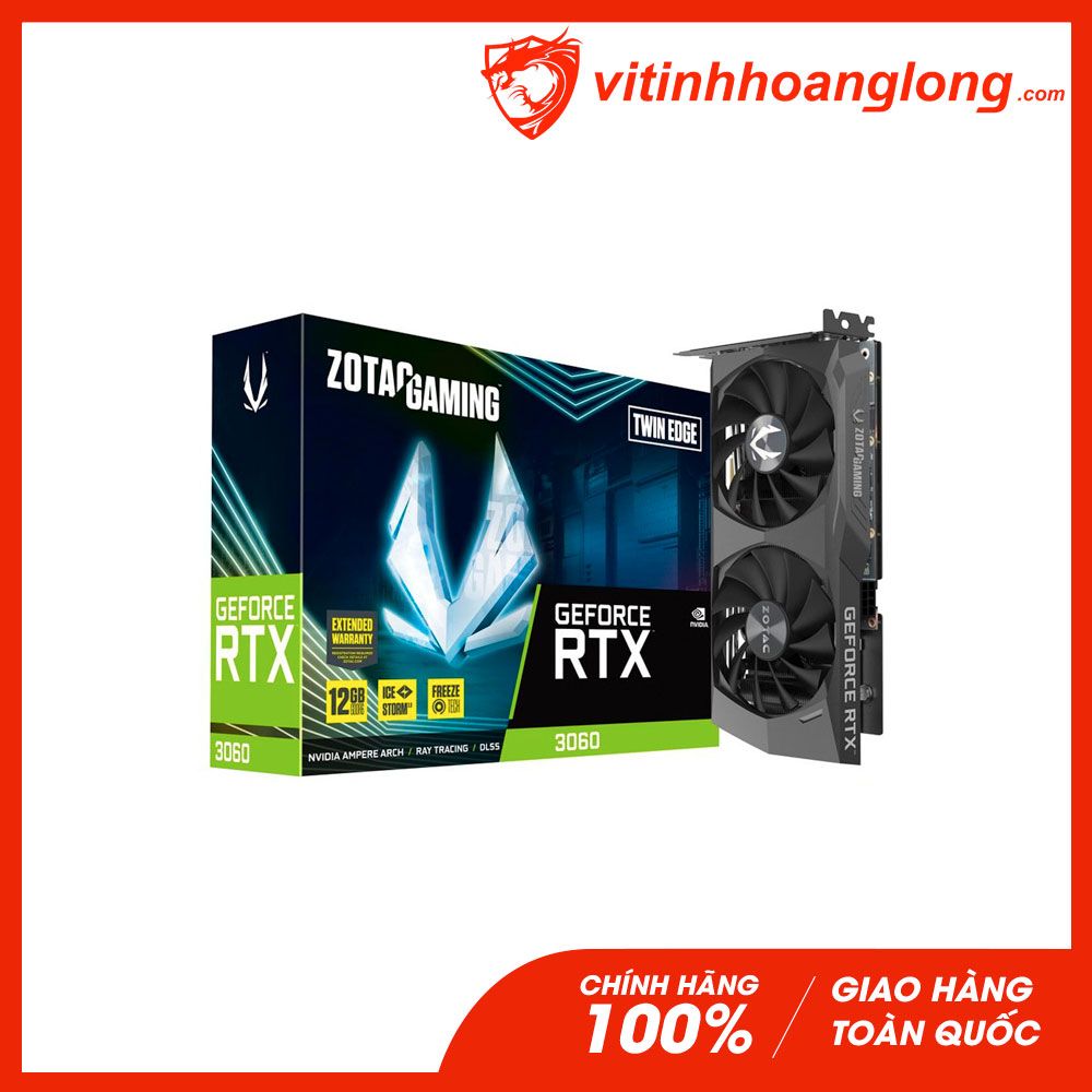 Card màn hình VGA Zotac RTX 3060 12GB GDDR6 Gaming Twin Edge OC V2 LHR (ZT-A30600H-10M)