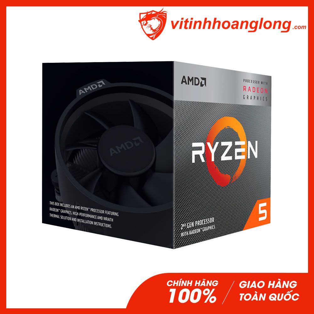 CPU AMD Ryzen 5 3400G ( 3.7GHz Up to 4.2GHz, 4 nhân 8 luồng, Cache 6MB, Socket AM4 )