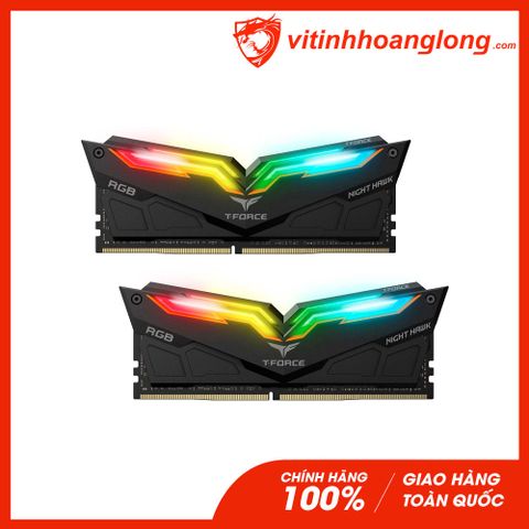  Ram PC DDR4 TeamGroup 16G Bus 3000 T-Force Night Hawk RGB (2x 8GB) (Đen) 