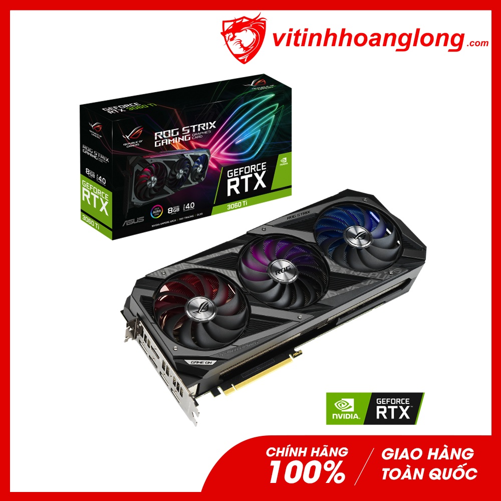 Card màn hình VGA Asus Geforce RTX 3060Ti Rog Strix Gaming 8GB V2 GDDR6 (ROG-STRIX-RTX3060TI-8G-V2-GAMING)