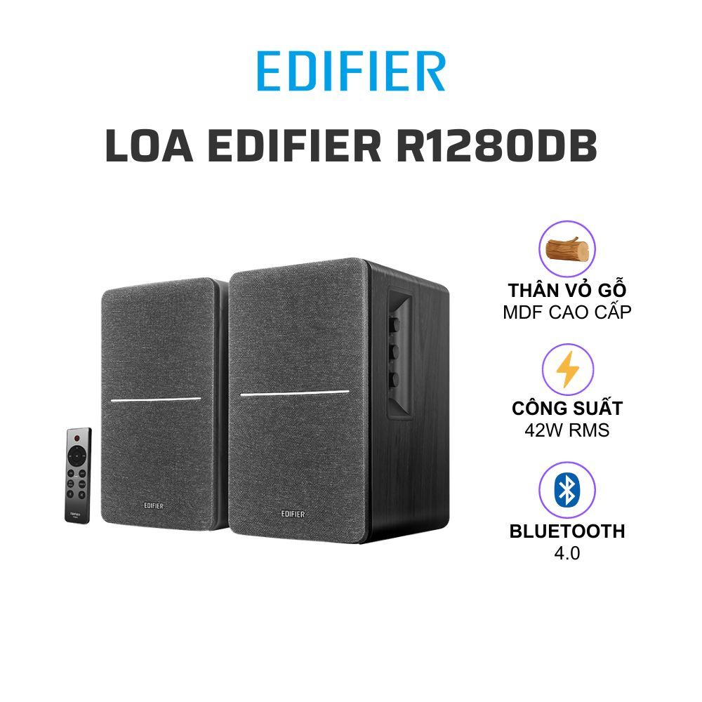 Loa Bluetooth Bookshelf EDIFIER R1280DB cao cấp | Vỏ gỗ cổ điển | Tổng công suất 42W