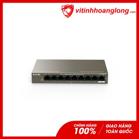  Thiết bị chia mạng Switch PoE 9 port Tenda 10/100Mb TEF1109P-8-63W (Vỏ sắt / Chống sét 6KV / Chuyên Camera IP) 