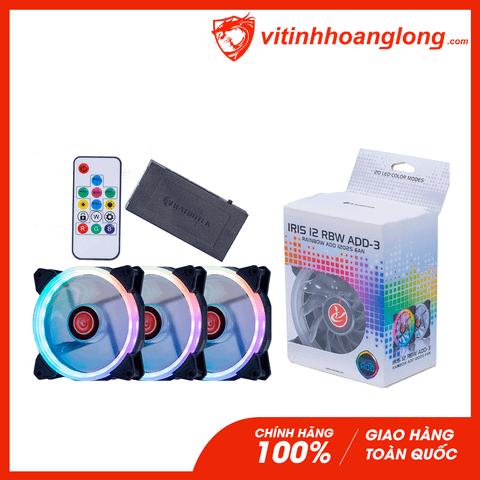  Fan case Raijintek Iris ADD-3 12cm RGB Pack 3 Fan (Hub + Remote) 