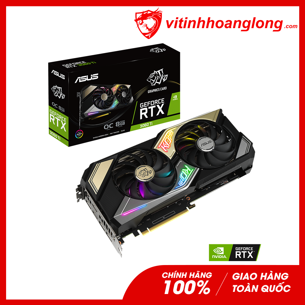 Card màn hình VGA Asus Geforce RTX 3060Ti 8GB GDDR6 KO OC Edition V2 LHR (KO-RTX3060TI-O8G-V2-GAMING)