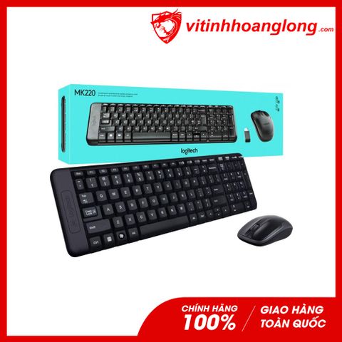  Combo Phím chuột không dây Logitech MK220 Chính Hãng (Đen) 