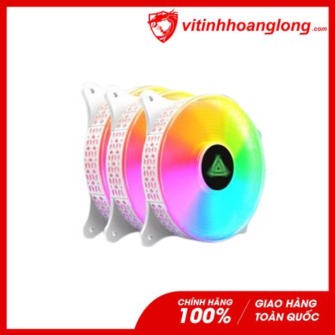  Bộ kit 3 fan Vsp V400C LED RGB Trắng (01 Hộp có 3 Fan/Hub/Remote) 