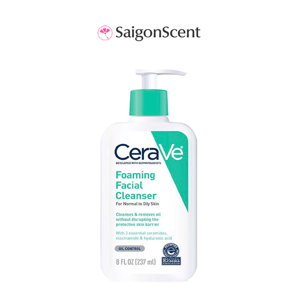 Sữa rửa mặt cho da thường/da dầu CeraVe Foaming Facial Cleanser 237mL