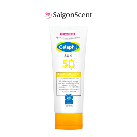 Kem chống nắng vật lý dịu nhẹ và ẩm mịn Cetaphil Sun Sheer Mineral Sunscreen SPF 50 89mL