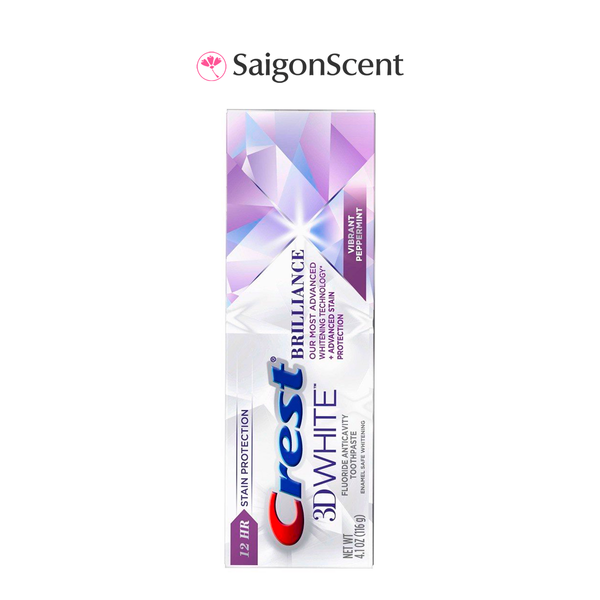 Kem đánh răng hỗ trợ răng trắng khỏe Crest 3D White 12Hr BRILLIANCE Vibrant Peppermint 116g