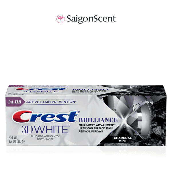 Kem đánh răng hỗ trợ răng trắng khỏe Crest 3D White BRILLIANCE Charcoal Mint 99g - 110g