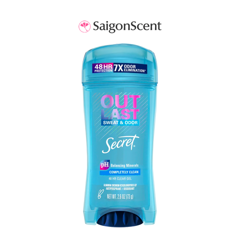 Lăn khử mùi dạng sáp Secret pH Balancing Minerals 48HR Clear Gel | Completely Clean 73g