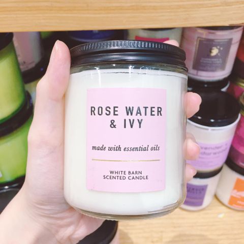 Nến thơm 1 bấc Bath & Body Works Rose Water Ivy 198g