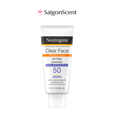 Kem chống nắng da dầu mụn Neutrogena Clear Face Break-Out Free Liquid Lotion Sunscreen SPF 50 88mL