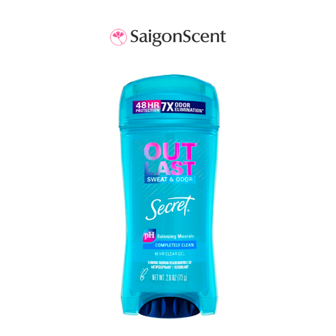 Lăn khử mùi dạng gel Secret pH Balancing Minerals 48HR Clear Gel | Completely Clean 73g