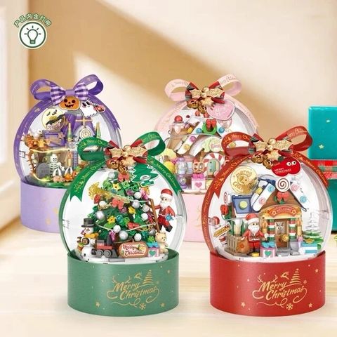 Đồ chơi lắp ráp quả cầu Giáng Sinh LOZ mini Blocks Teens Building Toys Bricks Gift Christmas Present with Lighting Home Decor