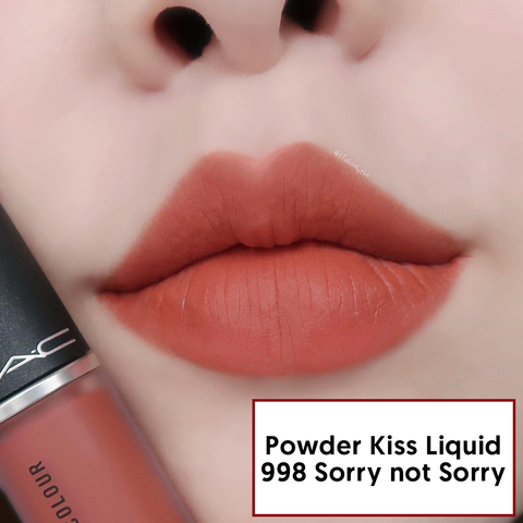 Son kem MAC Powder Kiss Liquid Lipcolour 998 Sorry Not Sorry | Có hộp