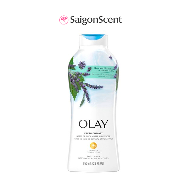Sữa tắm dưỡng ấm Olay B3 Comlex Body Wash | Fresh Outlast Notes Of Birch Water & Lavender 650ml