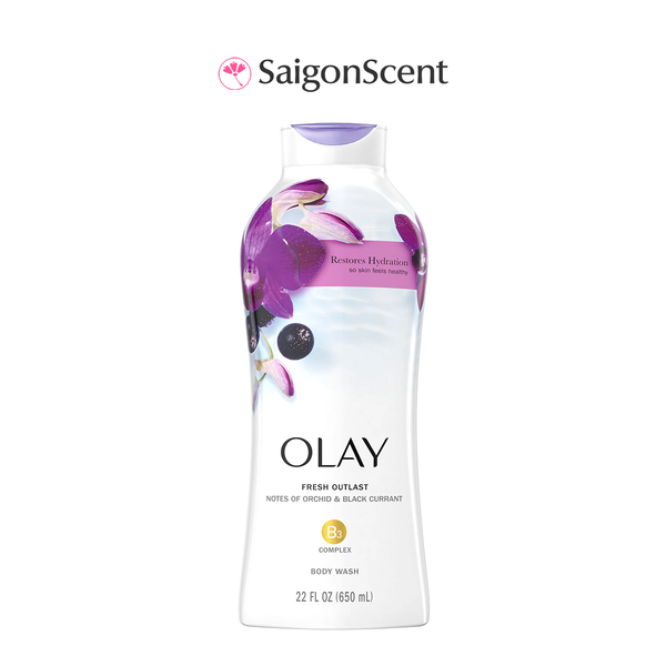 Sữa tắm dưỡng ấm Olay B3 Comlex Body Wash | Fresh Outlast Notes Of Orchid & Black Currant 650ml