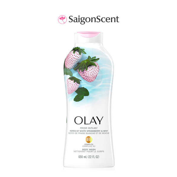 Sữa tắm dưỡng ấm Olay B3 Comlex Body Wash | Fresh Outlast Notes Of White Strawberry & Mint 650ml