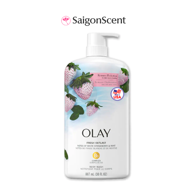 Sữa tắm dưỡng ấm Olay B3 Comlex Body Wash | Fresh Outlast Notes Of White Strawberry & Mint 887ml