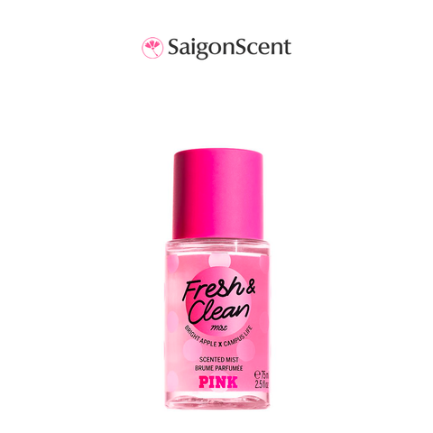 Xịt thơm toàn thân Victoria's Secret PINK Body Mist Fresh & Clean 75mL | TRAVEL SIZE