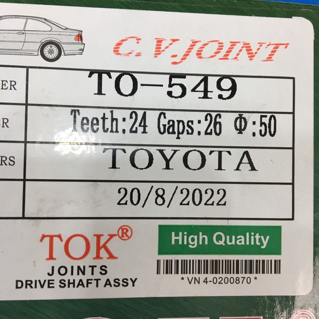 Láp trong bên lái Camry 2.5 ASV40 xuất mỹ 2009 - 2011 máy 2AR TOK Japan 24*26*50